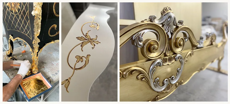 Particolari in foglia oro e argento